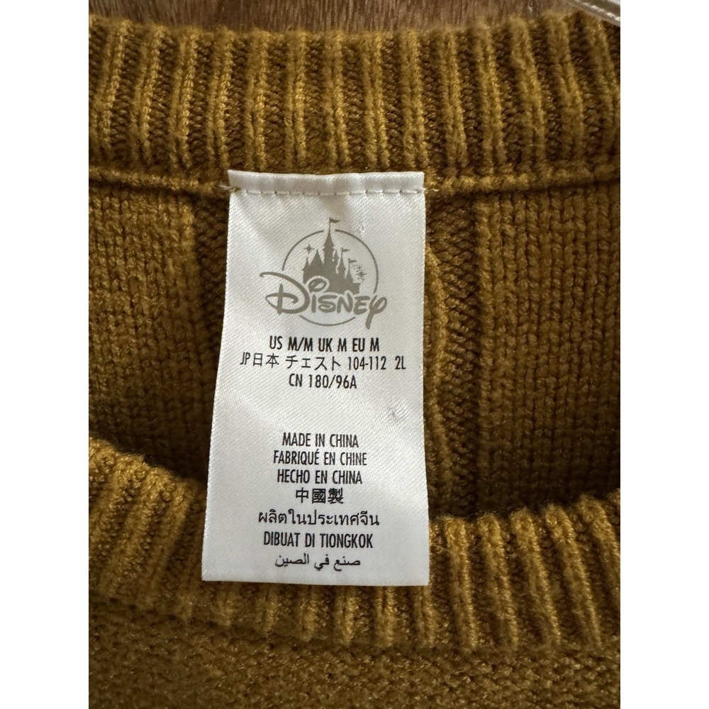 DISNEY Donald Duck Cable Knit Sweater Gold Yellow Size M Braided Fabric Soft - Picture 3 of 8